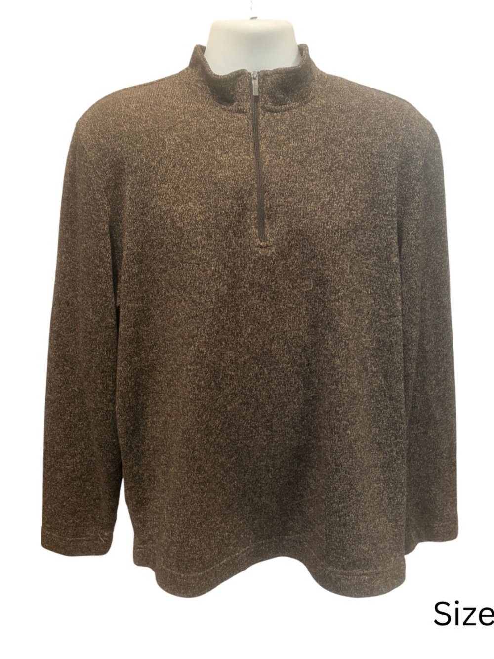 Van Heusen Men’s XL Quarter Zip Pullover Sweater Brown